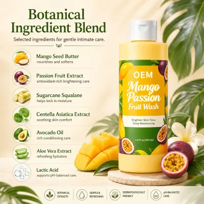Private Label Mango Passion Fruit Feminine Wash OEM Natural Fruit Extract Dermatologically Tested Sulfate-Free Yoni Wash