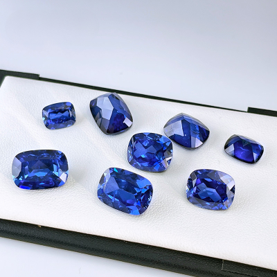 ASTWO Lab Grown Diamond Cushion Cut Shape Loose Gemstone Crystal Blue Sapphire