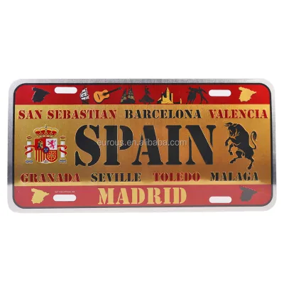Embossed Different Countries Decorative Souvenir License Plate