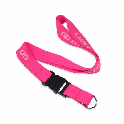 Premium Custom Logo Woven Jacquard Lanyard Dual Color Pink Black Metal Swivel Lobster Clasp Neck Strap Promotional Gifts