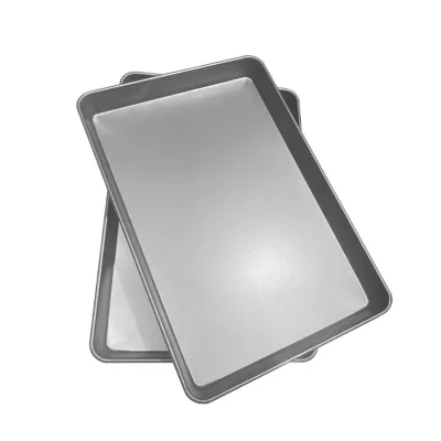 45*65 Aluminium Perforated Baking Tray Square Metal PTFE Coated Reusable for Bakery Dishes Pizza Cake and Food Preparation