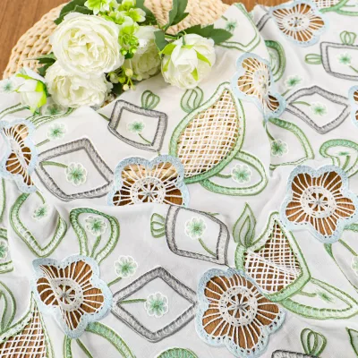 Wholesale Multicolor Floral Woven Embroidered Tulle Lace Fabric Eco-Friendly Soft Mesh Embroidery Lace Girls Dress Children's