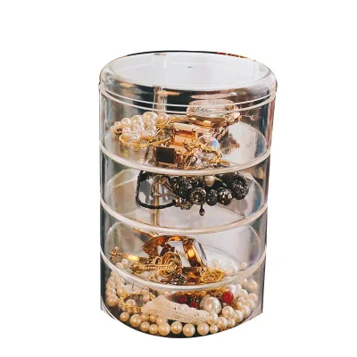 Desktop Rings Ear Studs Foreign Trade Dormitory Dustproof Lipstick Rack Rubber Band Transparent Jewelry Storage Box