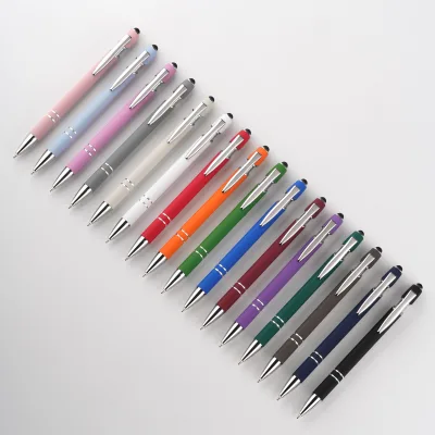 Soft Feel Aluminium Touch Screen Stylus Pen, Skin Feel Aluminum Ball Pen With Stylus