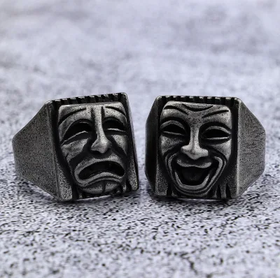 European and American Hip-hop Street Ghost Face Skull Ring Niche Personality Men and Women Titanium Steel Ring
