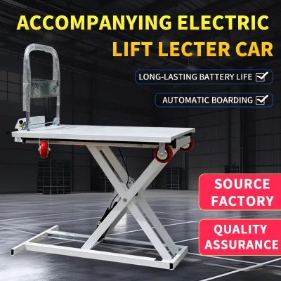 New Electric Four-Wheel Lifting Handcar Flatbed Truck with Aluminium Scissor Lift Hydraulic Pallet Lift for Home Use OEM