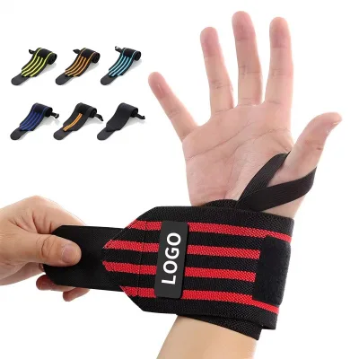 Custom Sports Elastic Stretchy Weight Lifting Wrist Support Wrap Band Weightlifting Gym Strap/ Wrist Wraps