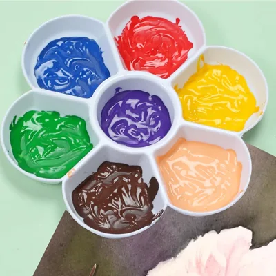 Wholesale Customized Wells Flower Shape Ceramic Painting Art Tray Palettes for Acrylic Oil Painting