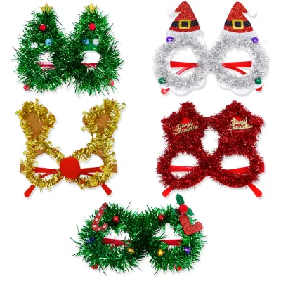 Christmas Party Decoration Supplies 50pcs Colored Stripes Glasses Frames Plastic Nonwoven 12*18CM
