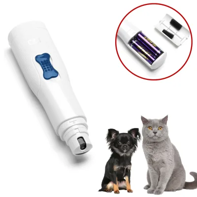 Portable Low Noise Pet Nail Grinder Safe Detachable Cat Nail Trimmer by 2*AA Battery