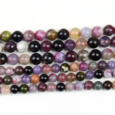 Genuine Real Rainbow Mixed Tourmaline Beads Natural Stone Crystal Bead for Jewelry Making 4mm 6mm 8mm 10mm