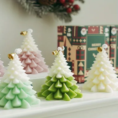 3D Pine Wood Christmas Tree Candle Mold, Christmas Decorative Candle, Gypsum Resin Craft Silicone Mold, DIY Christmas Party Gift