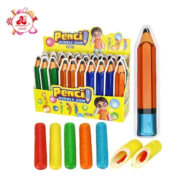 Pencil Shaped Packaging Bubble Gum Stick with Jam Filled