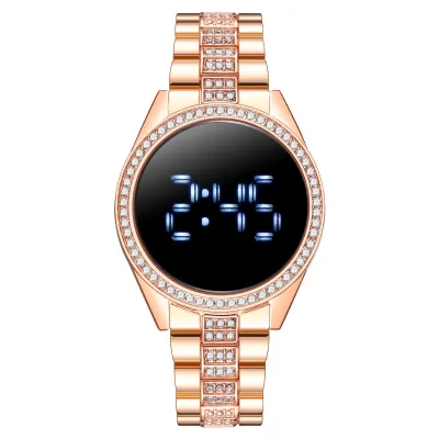 Hot Sell Fashion Diamond Watch New Bracelet Women's Wristwatches Girl's Stainless Steel Band LED Digital Dress Watches