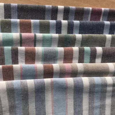 Cheap Price Clothing Home Linen Striped Fabric Spot Wholesale, Can Be Used for Shirts and Bedding Fabrics