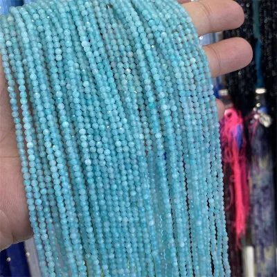 Jewelry Making Loose Gemstone Beads Strand  Amazonite Faceted Energy Point Cut Beads