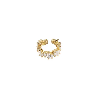 Baguette Zirconia Ear Cuff 925 Sterling Silver 18K Gold Dazzling CZ Ear Cuff No Piercing Cz Huggie for Women