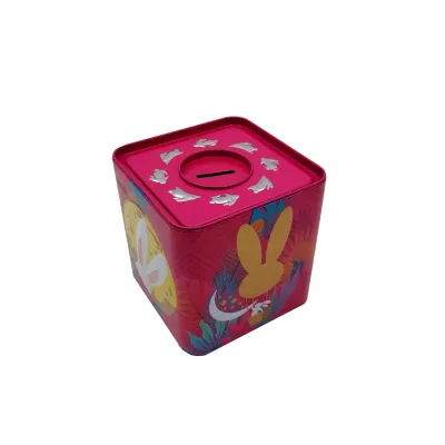 Square New Design Money Saving Box Metal Bank Money Tin  Box