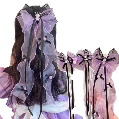 Children's Purple Hair Clip, Cute Girl's Ribbon Bow Hairpin, Princess Headdress for Girls, Baby Hair Accessory