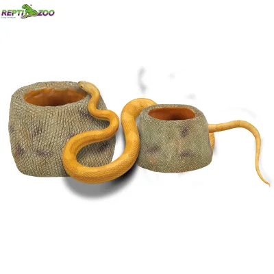 REPTIZOO Custom Logo Eco-Friendly Durable Resin Shedding Moulting Aid Dual-purpose Snake Water Bowl & Dish Corner