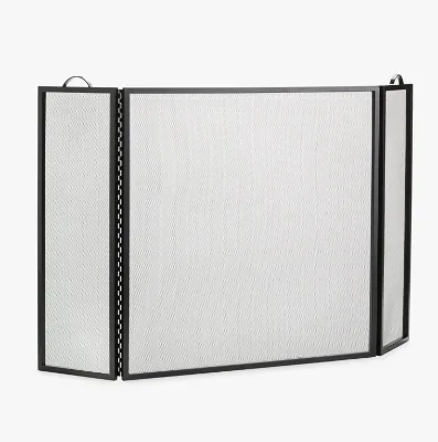 3 Panel Decorative Scroll and Handle Solid Unique Fire Guard Screens for Large Fireplace Spark Protector