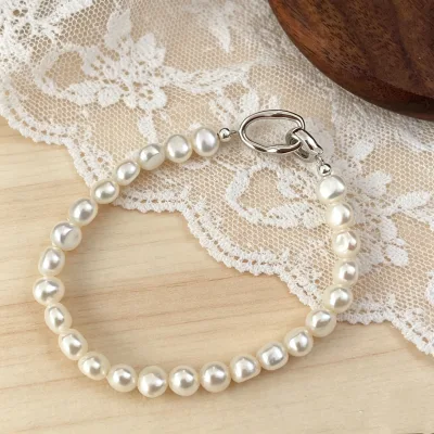 Irregular Baroque Natural Freshwater Pearl 14k Gold-Plated Iron Bracelet Women's Summer All-match High-end Light Luxury Design