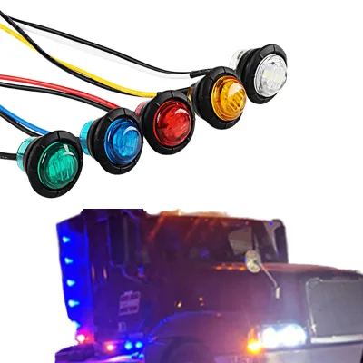HJ 24V Round Trailer Side Marker Light DAYTIME RUNNING LIGHT Blue Trucks Clearance Turn Signal Lamp