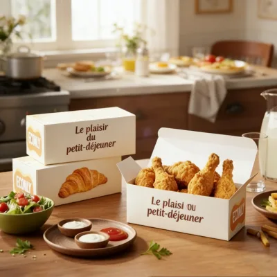 Eco-Friendly Greaseproof Printed Paper Chicken Boxes with Flip Lid and Bright Design for Takeaway Services