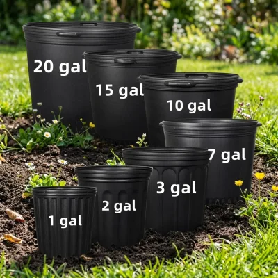 Customized Pp Pe Plastic Pot Black Container 1 2 3 4 5 7 10 12 15 20 25 Gallon Pots Grow Planter Plastic Nursery Pots for Plant