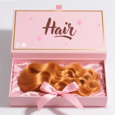 Custom Logo Luxury Wig Hair Extensions Packaging Boxes Human Hair Gift Box Apparel Box Insert Satin With Ribbon