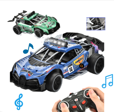 RC Car 2.4G High-Speed Remote Control Music Light Spray 1/16 Five Channel New Remote Control Car