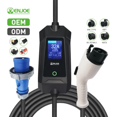 OEM Electric Car Portable EV Charger Home Essential 32A Ev Charging Cable White Black Type 2-New Condition