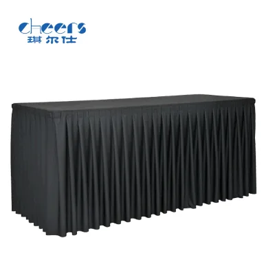 Knitted Material Event Table Cloth Elegant Ruffled Table Skirt
