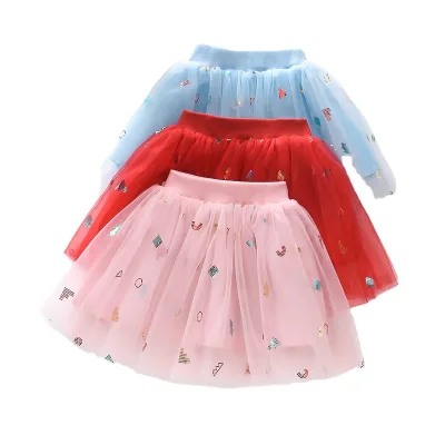 Customizable Children Comfortable Soft Tulle Skirt With Pattern Printed Polyester Tulle Girls Skirt