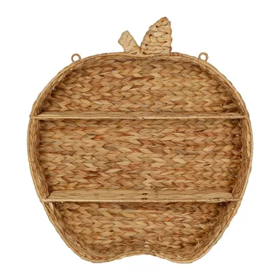 New Apple-shaped Water Hyacinth Wall Shelf for Storage - Eco-friendly Wall Shelf for Children's Room Decor - Home Decoration for