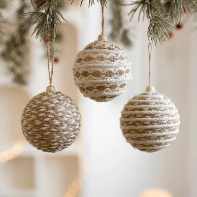 Nordic Style Simplicity Christmas Weaving Ball High-Quality Ornament 8cm Christmas Tree Ball