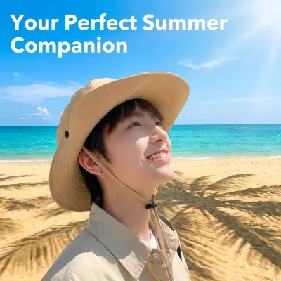 Men's Summer Spring and Autumn Sunscreen Hat Outdoor Beach Mountaineering Fishing Hat Large Eaves Breathable Sunshade