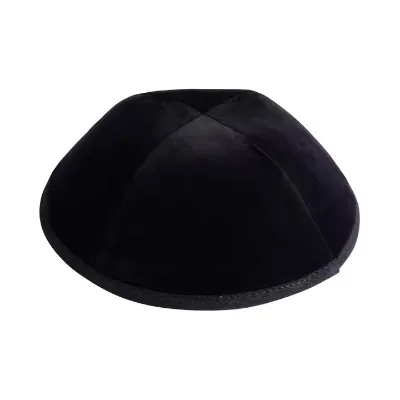 Wholesale Custom Embroidered Logo Velvet Jewish Kippah Yarmulke Yamaka Religious Men's Prayer Cap for Bar Mitzvah