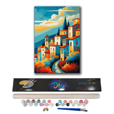 Mediterranean Landscape Art Paint by Numbers Beautiful Seaside City Art Pictures Children Personality Digital Painting