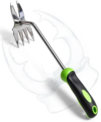 2-in-1 Hand Weeder Puller Heavy Duty Stainless Steel Gardening Hand Tool for Deep Root Removal Ergonomic Non-Slip Weed Remover