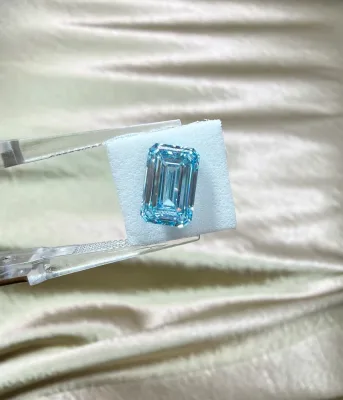 Fancy Vivid Blue Emerald Shape Lab Grown Diamond VVS VS Clarity Loose Colored Diamond Wholesale Ready Stock