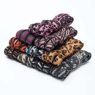 Custom Colorful Leopard Print 8MM Leopard Flat Polyester Print Shoelaces for Sports and Casual Shoes