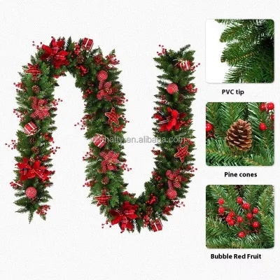 2.7 m Garland Grass Rattan Christmas Decorations Handheld Window Pendant for Indoor Scene Arrangement