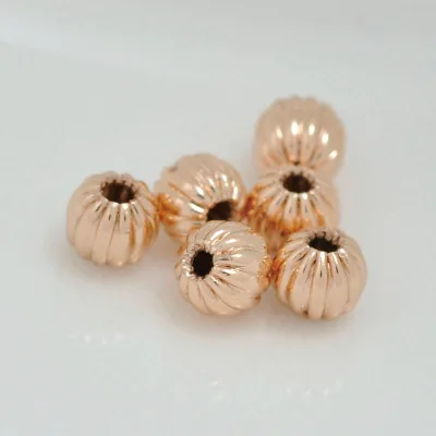 Hot Sale Zhongxing 4mm 18K Gold Platig Pumpkin Stripe BeadsJewelry Beads for Making Necklace Bracelet Factory Wholesale