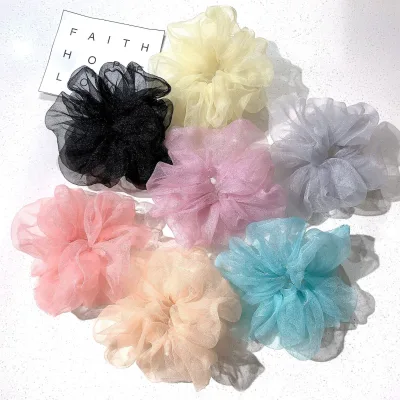 New Spring Summer Style Net Yarn Hair Ring Large Candy Color Organza Scrunchies for Girls