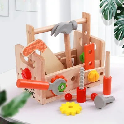 High Quality Children Wooden Screw Nut Toolbox Educational toy New Montessori Carpenter Tool Set Toy DIY pretend role play toy