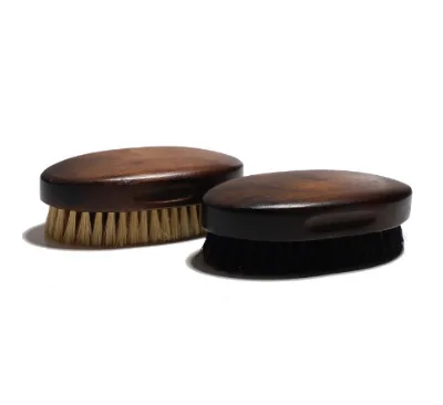 Beard Brush for Men With Natural Boar Bristles, Pocket Travel Men's Mustache Facial Hair Brushes Wooden Handle Black Walnut Wood