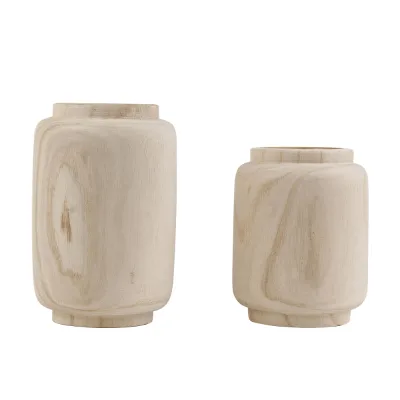 Hot Sell Paulownia Round Flower Wood Planters Vase Container Wooden Flower Vase for Lobby Decor