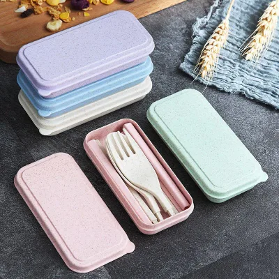 Eco Friendly Reusable New Design Telescopic Biodegradable Wheat Straw Travel Cutlery Sets
