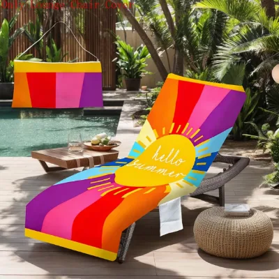 Rainbow Stripes Sunshine Beach Lounge Chaise Chair Towels Cover for Summer Outdoor Patio Travel Pool
